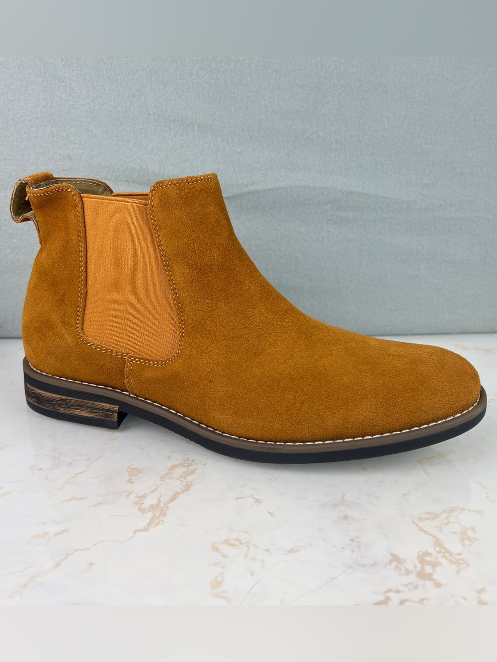 NWOT Bruno Marc Men's Timeless Suede Leather Chelsea Boots Camel Size 10